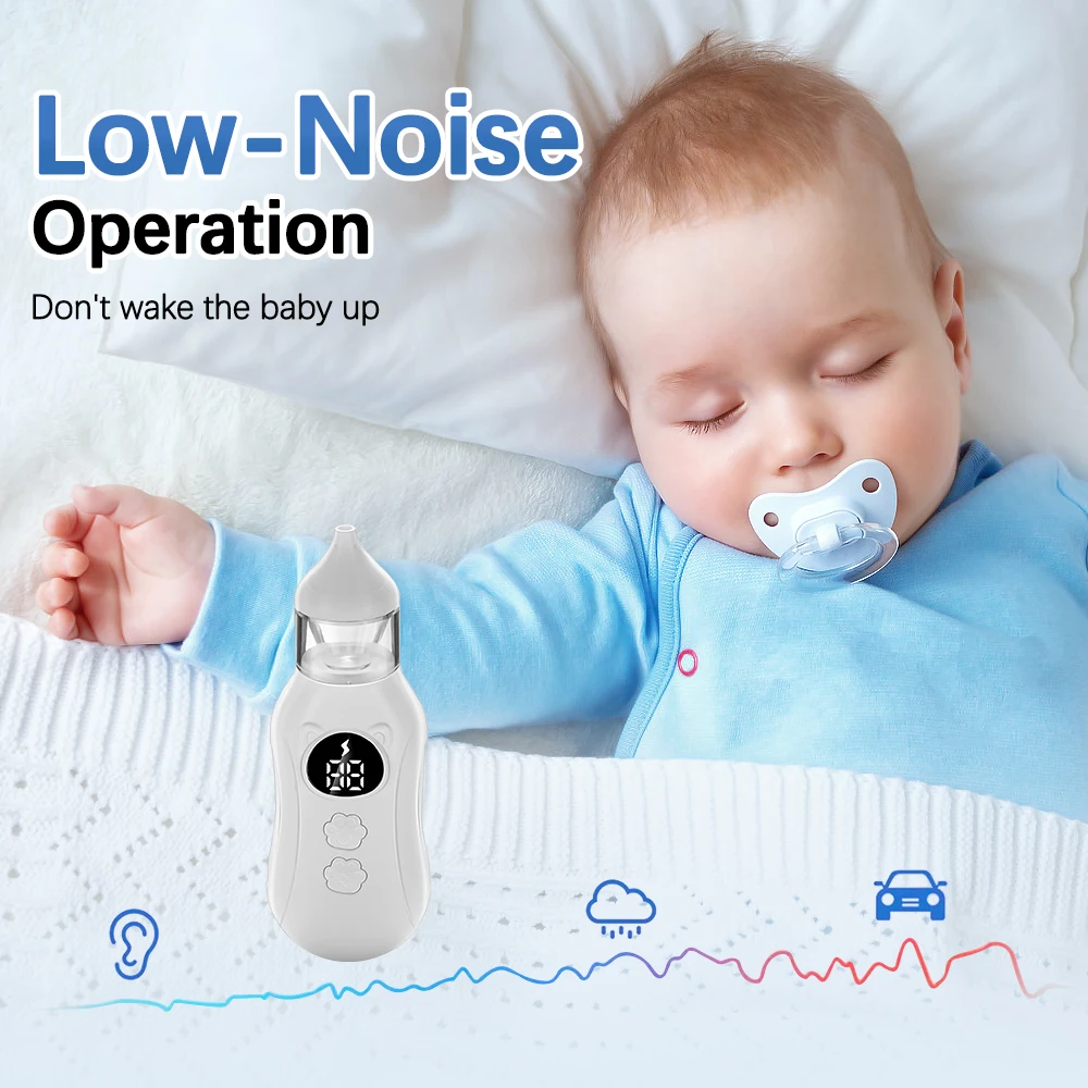 

Electric Baby Nasal Aspirator Nose Sucker for Baby & Toddler Rechargeable Newborn Nose Cleaner 9 Suction Levels 2 Silicone Tips