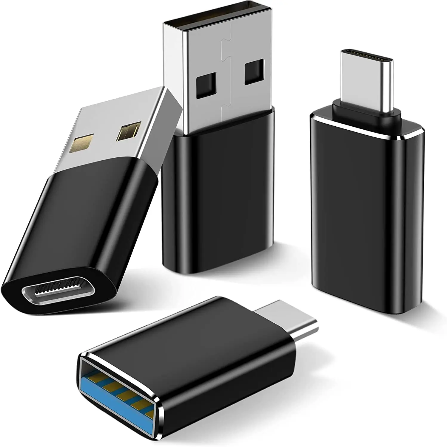 

[Адаптер из 4 штук к USB (2 шт.) и адаптер USB-адаптера (2 шт.) Сверхскоростная передача данных и быстрая зарядка — совместим с ноутбуком,