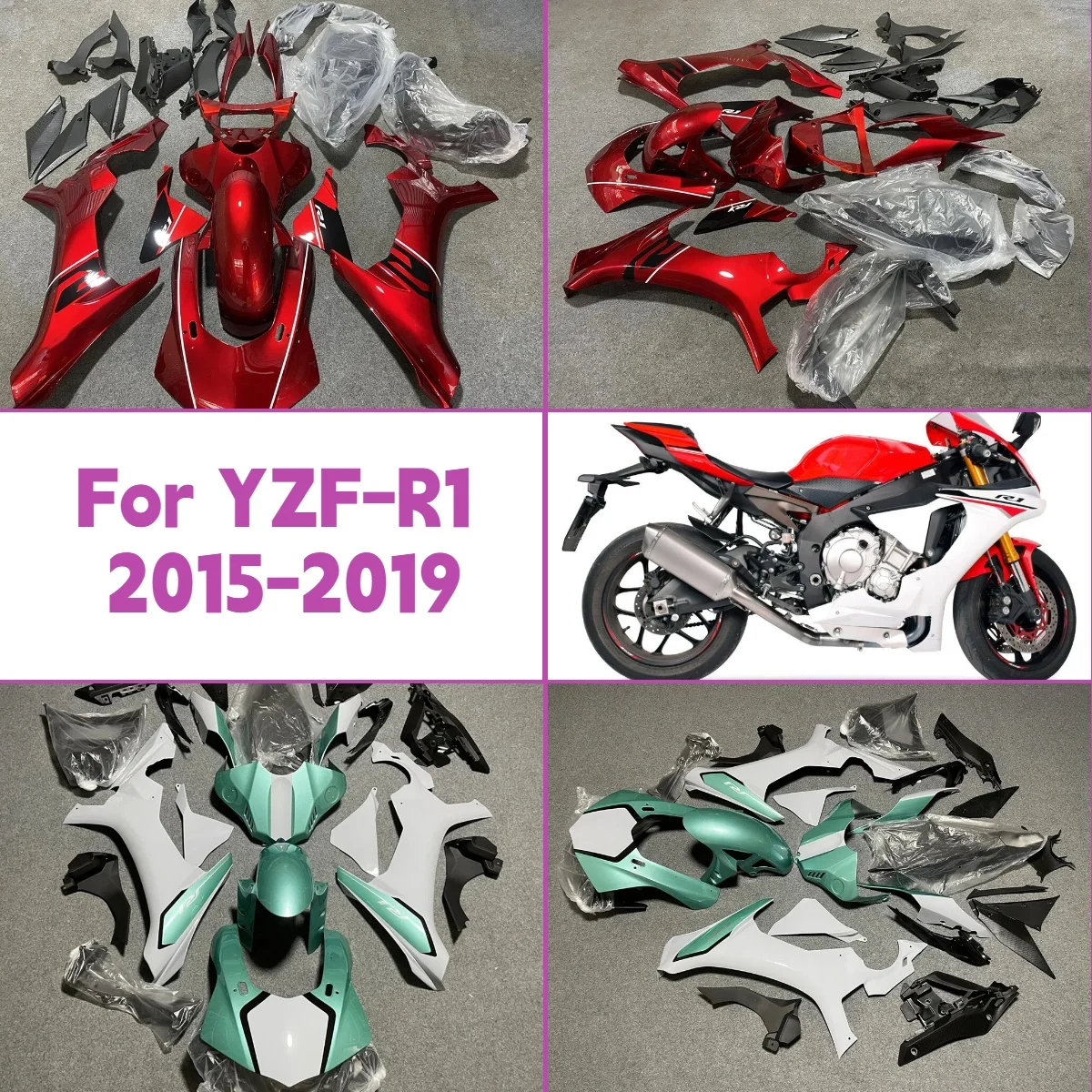 

Полный комплект обтекателей для мотоцикла Yamaha YZF-R1 2015-2019 гг., обтекатели уникального дизайна с красным литьем 15-19 YZF R1