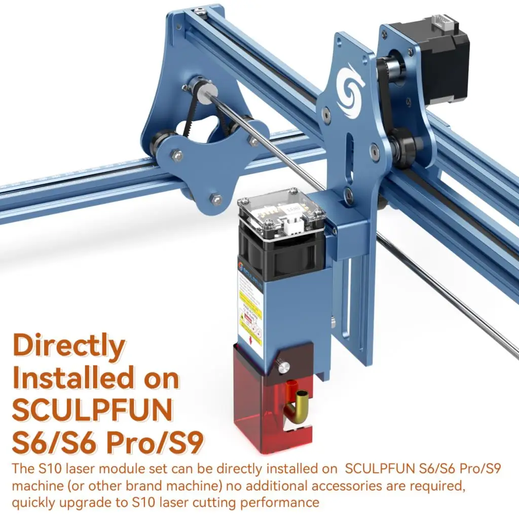 Imagem -06 - Sculpfun S10 Módulo de Cabeça do Laser 10w Potência Óptica Maior Precisão Foco Fixo Módulo Laser para Gravador a Laser Cortador Madeira Acrílico