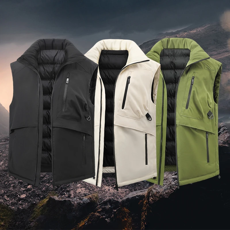 

Sports Jacket Windproof Men's Vest Autumn Winter Casual Thickening Stand Collar Outdoor Warm Shoulder Outdoor Activity Vest