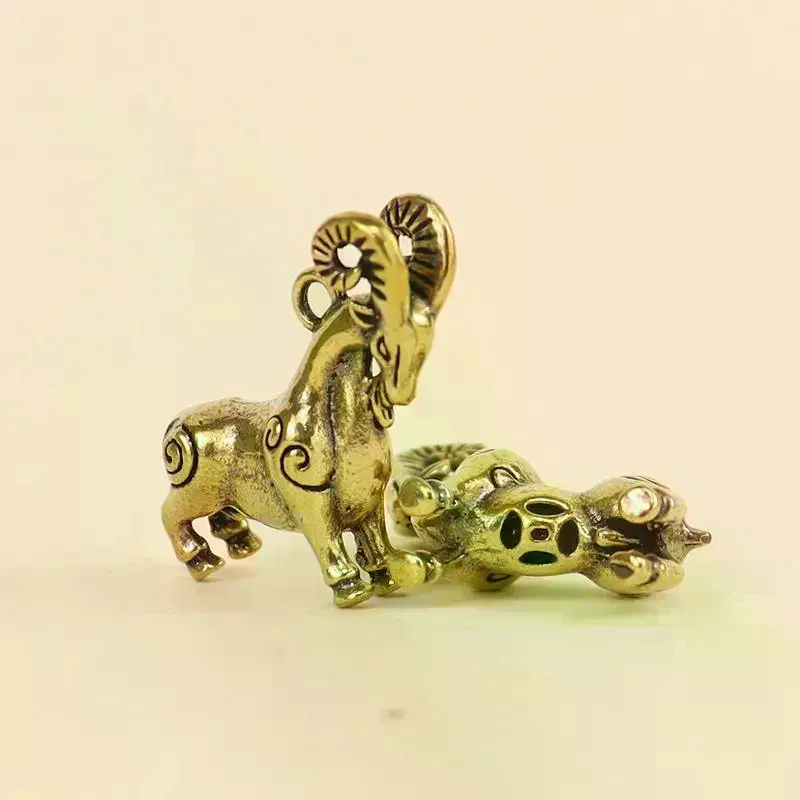 Chinese Zodiac Goat Sculpture Sheep Figurine Brass Animal Statue Desktop Ornament Wealth Fengshui For Home Decor