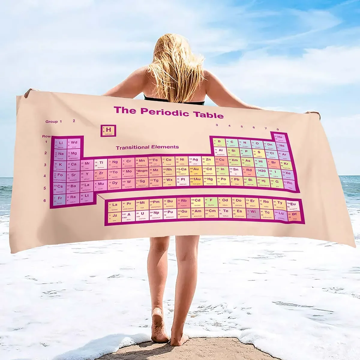 Periodic Beach Towel,Periodic Table of The Element Pool Towel,Fast Dry Absorbent Bathroom Towel,Quick  BathTowel Travel Towel