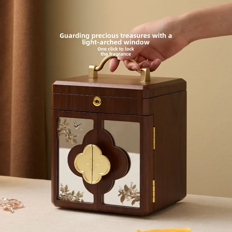 Wooden Jewelry Storage Box for Earrings Necklaces Elegant Wedding and Bridal Gift Luxury Keepsake Organizer with Velvet Lining