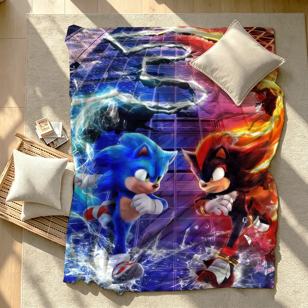 Game S-Sonic Blanket Soft Warm And Thick Perfect For Bedroom Living Room Bed Sofa Camping Picnic Office Gift