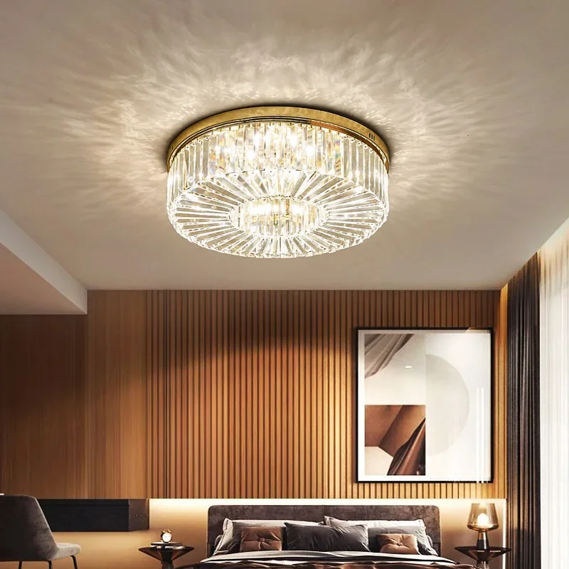 Gold Modern Chandelier Lighting Home Decoration Luxury Crystal Living Room Ceiling Light Dimmable Luster Ring Led Light Fixture