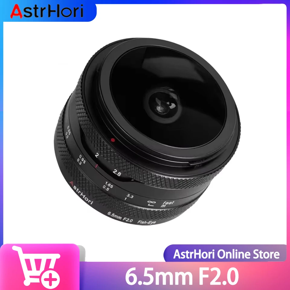 

AstrHori 6.5mm F2.0 APS-C Fish-eye Lens Manual Focus Large Aperture 192°Angle of View Camera Lens for E X M43 RF Z Mount