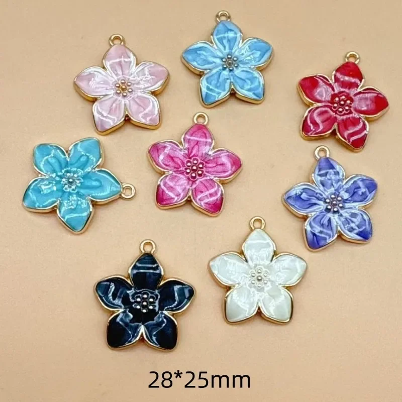 10Pcs Alloy Cherry Blossom Flower Pendants, Five Petal Charms, DIY Accessories for Bracelet Keychain Jewelry