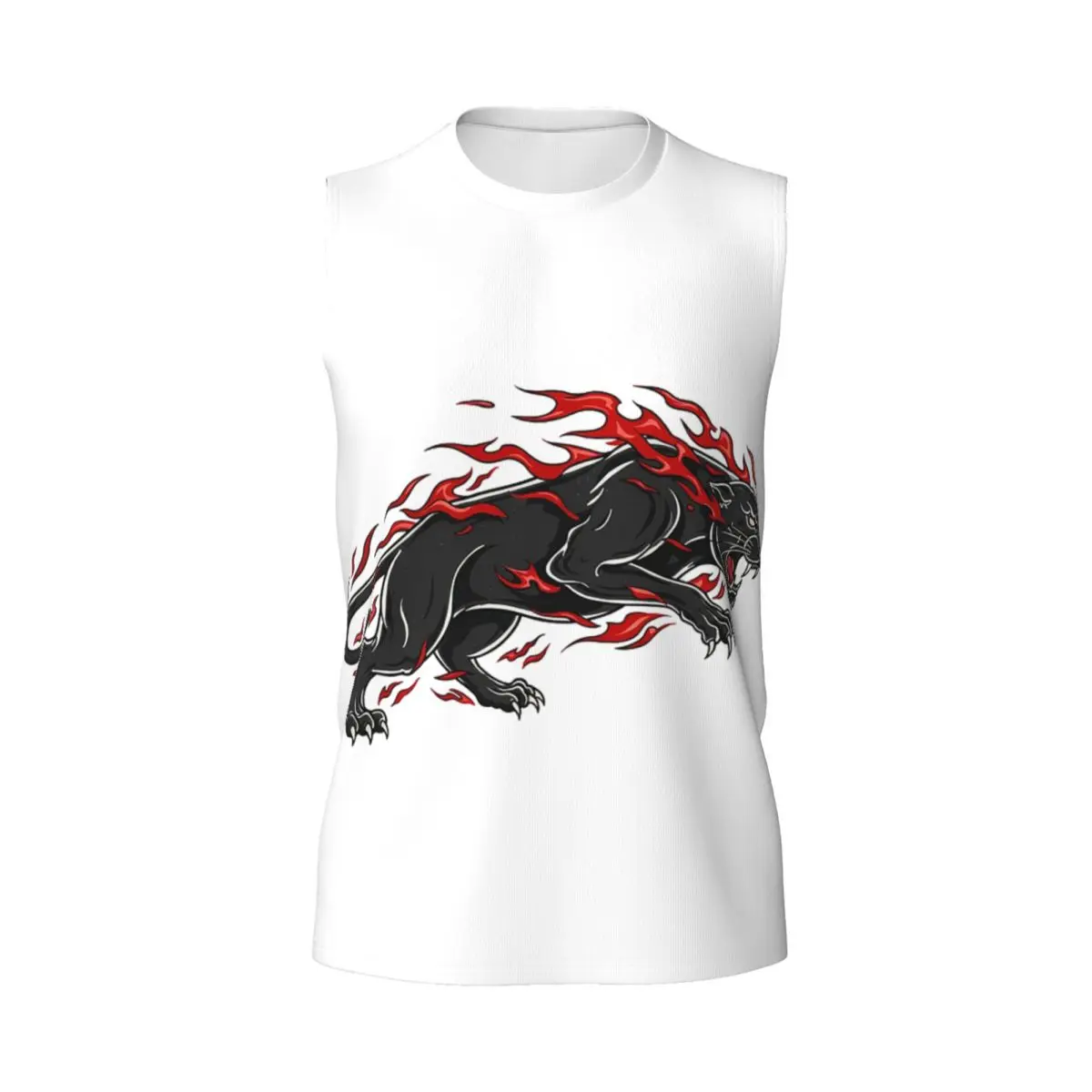 Fiery Panther Flaming Beast Men Printed Sleeveless T-shirt Casual Hip Hop Street Style Beach Holiday Tank Tops