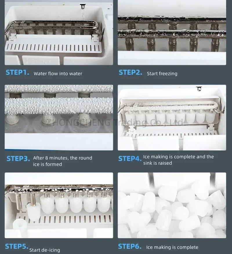 220v Upgrade ZB-20A Ice Machine 35KG/24H Ice Maker Small Round Ice Making