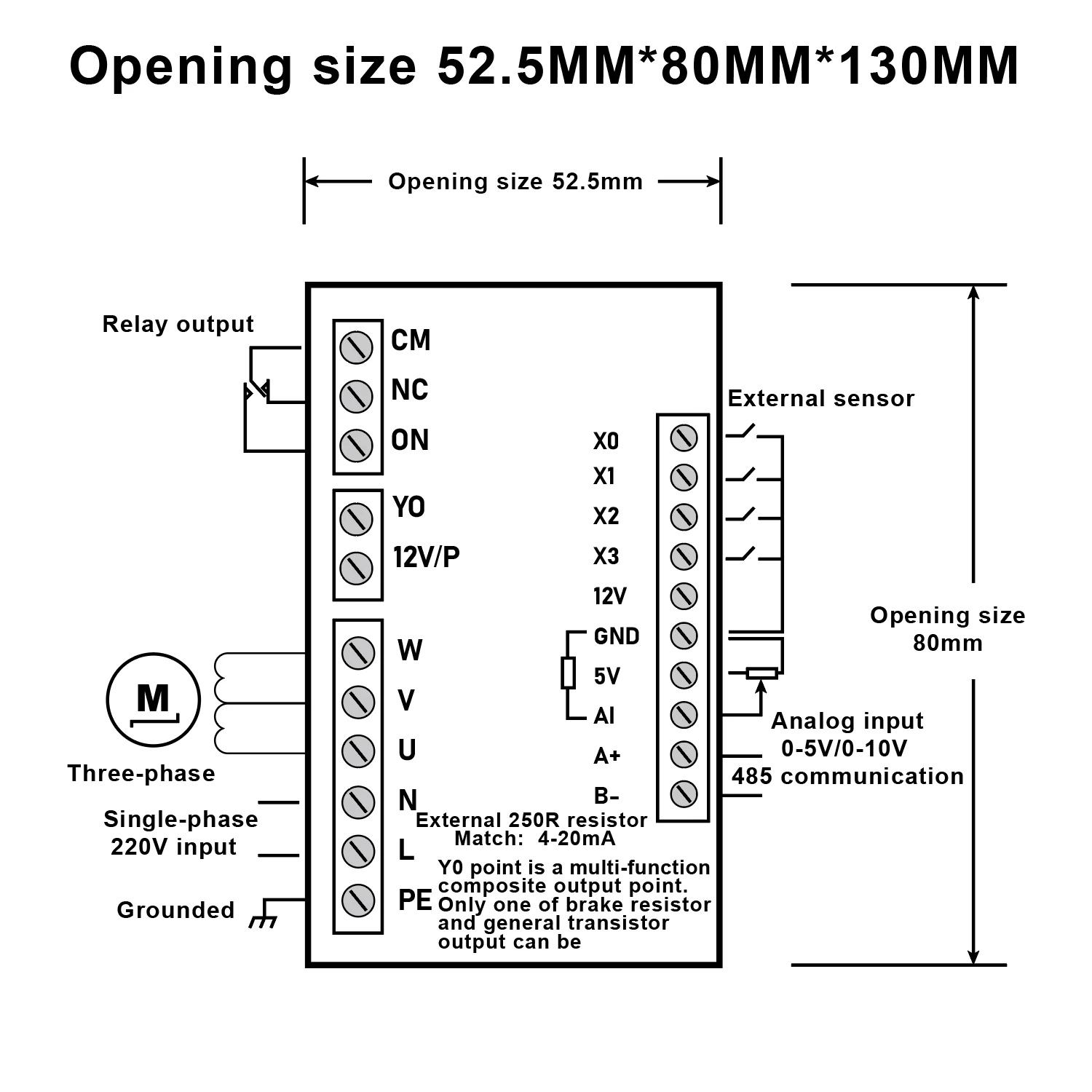 Imagem -06 - Econômico Monofásico 220v Entrada Vfd Adicionar Rs485 Conversor de Frequência de Driver de Motor Trifásico Inversor Pequeno Transformador 075kw