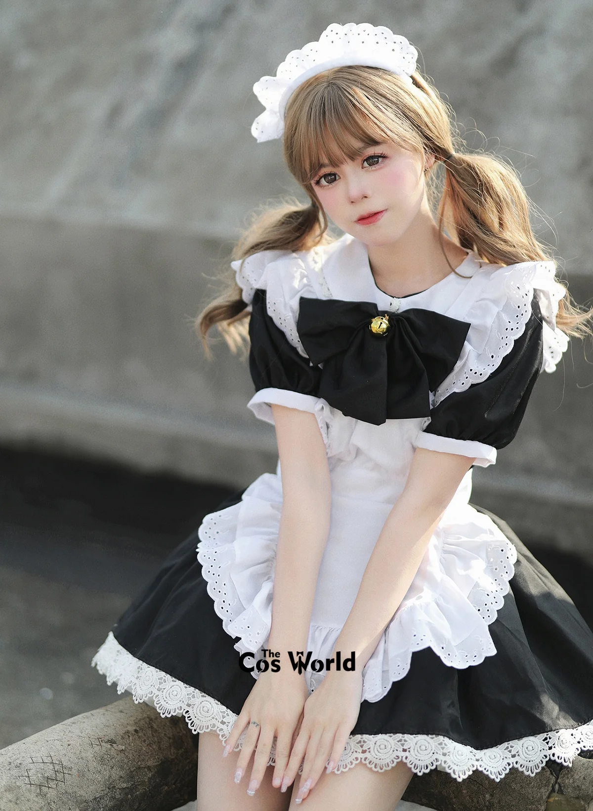 S-5XL japoński czarny biały pokojówka pokojówka restauracja fartuch sukienka, mundurek stroje Anime przebranie na karnawał