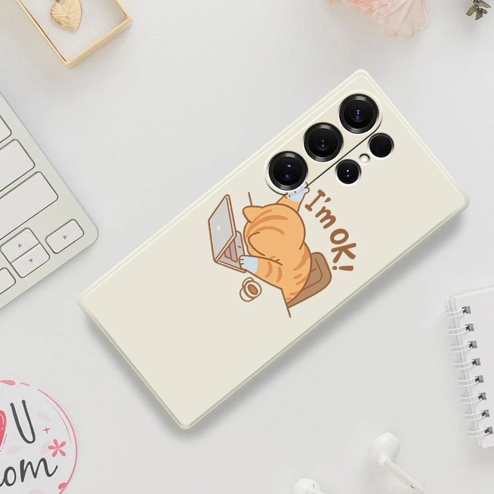 

Чехол для телефона с милым котом для Samsung Galaxy S25 S24 S23 S22 S21 S20 Ultra Plus S20FE S21FE S23FE S24 FE S10 Plus Cover Fundas