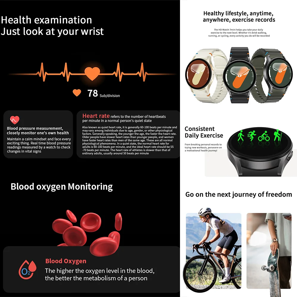 2025 ساعة جديدة 7 ساعة ذكية صغيرة NFC معدل الصحة مراقبة نسبة الأكسجين في الدم وضع الرياضة IP68 مقاوم للماء بلوتوث دعوة ساعة ذكية