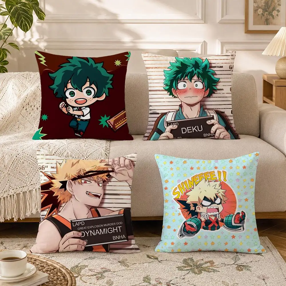 Anime-My Hero AcademiaS Cushion Cover Soft Square Throw Pillow Covers Set for Sofa Bedroom Car Home Decoration
