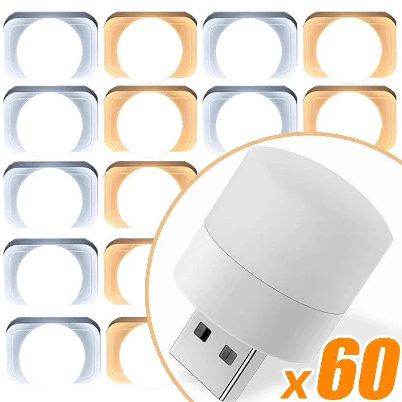 USB Night Light LED Mini Light Bulb USB Plug in Lamp Power Bank Charging USB Book Lights Home Office Eye Protection Lamps