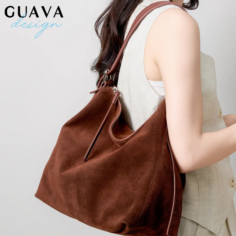 

Autumn and Winter Vintage Women's Bag Large Capacity Suede Shoulder Bag Solid Color Simple Casual Commuter Bag Retro Handbags