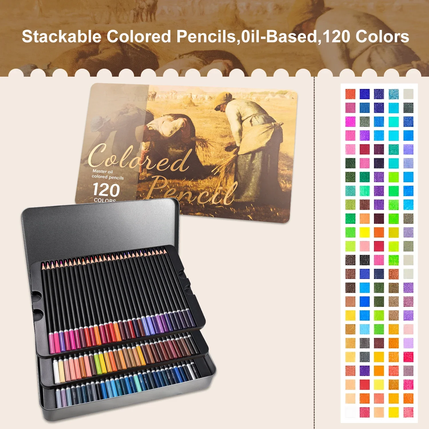 48/72/120 Pro oily/Watercolor colored pencil set,soft lead,multiple colors,vibrant colors,smooth writing,for adults coloring