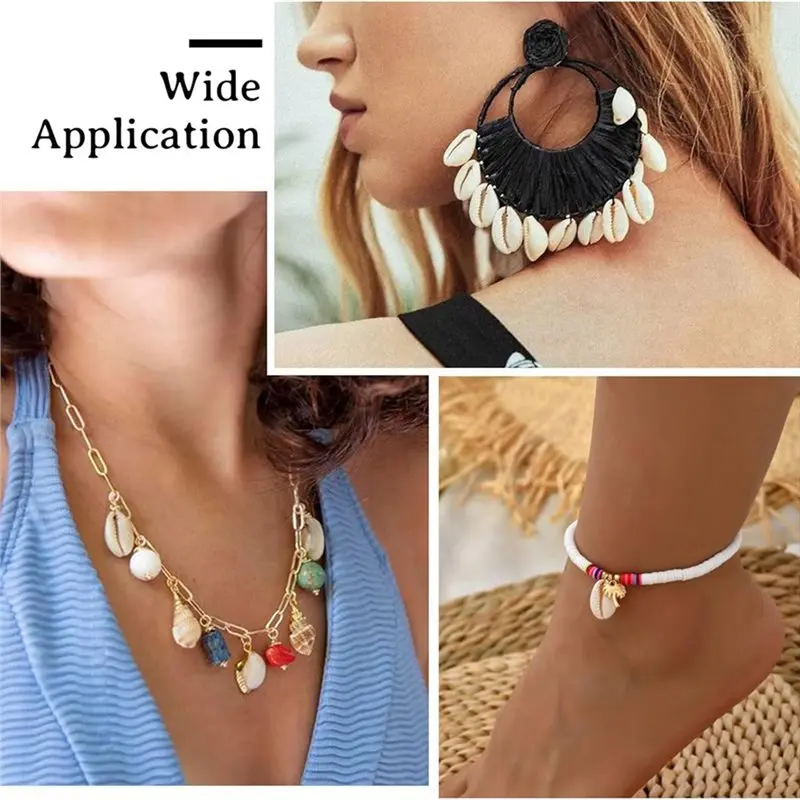 PORK-150Pcs Cowrie Shell Beads, White Natural Spiral Shell Bead