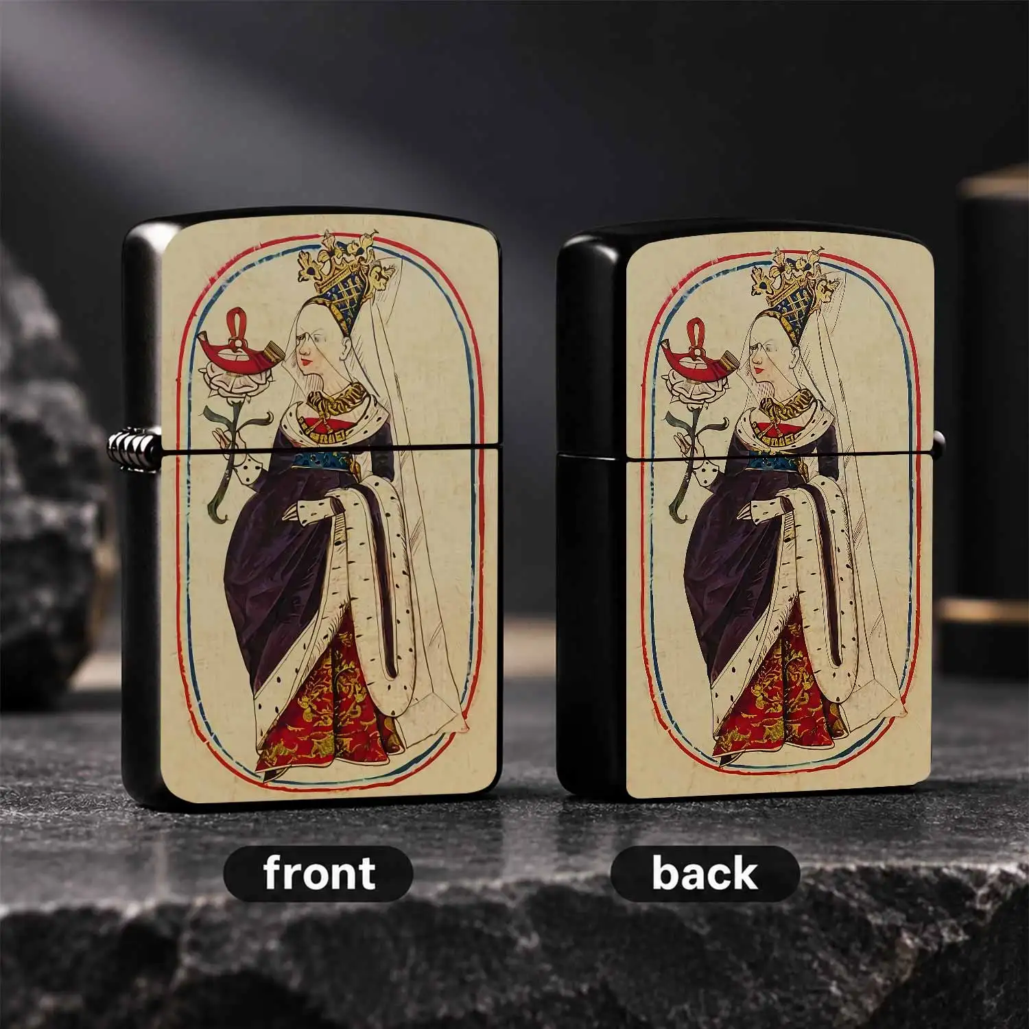 Retro Medieval Noble Lady Pattern Lighter, Artistic Hand-Painted Court Style Decor, Portable Vintage Ambiance Tool For Lighting Candles Incense, Exquisite Collectible Gift For Friends Family, Ideal For Daily Use And Hom A Humorous And Inter