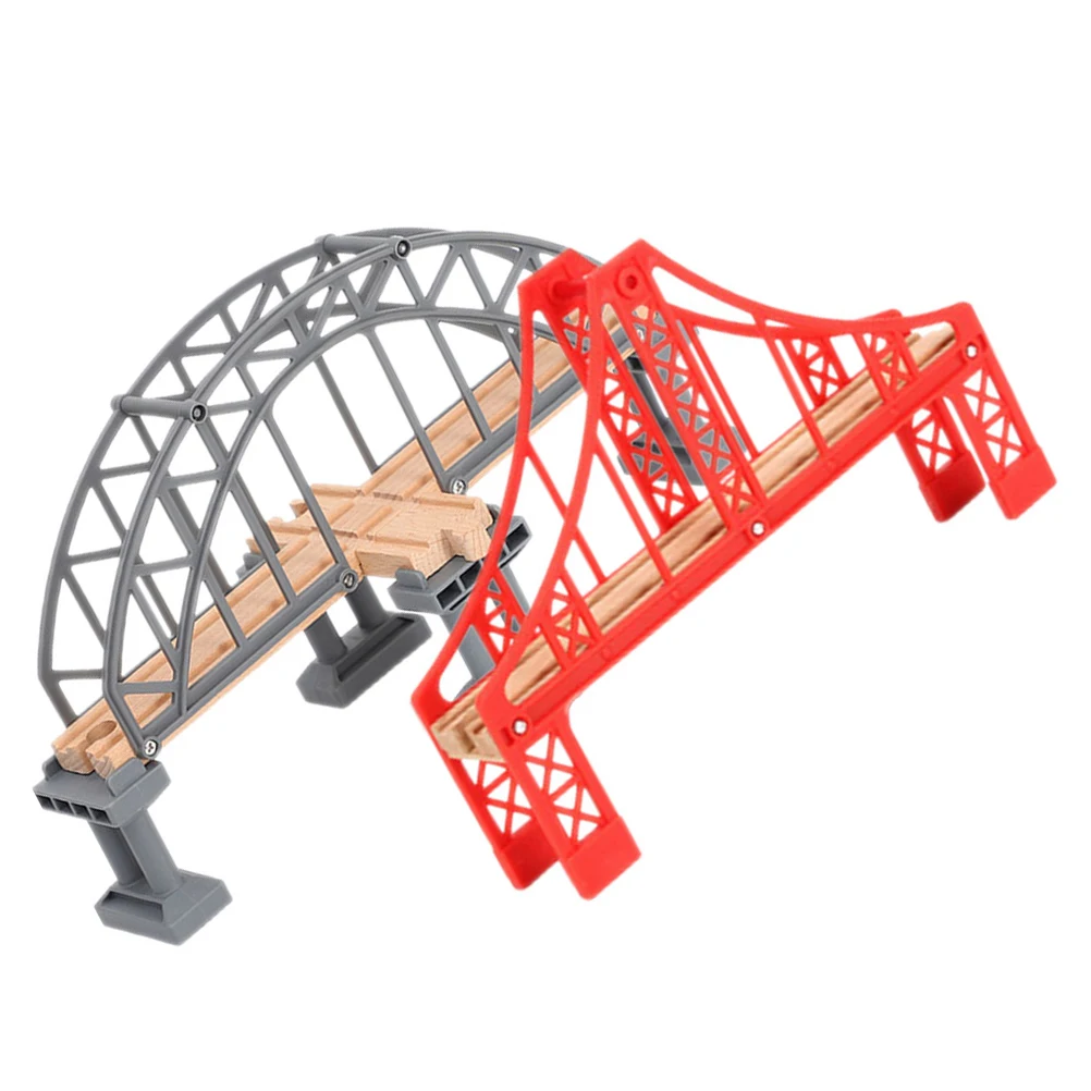 2pcs Replacement Plastic Railway Decorative Bridge For Scenes Diy Train Accessory Train Bridge Track Expansion Educational