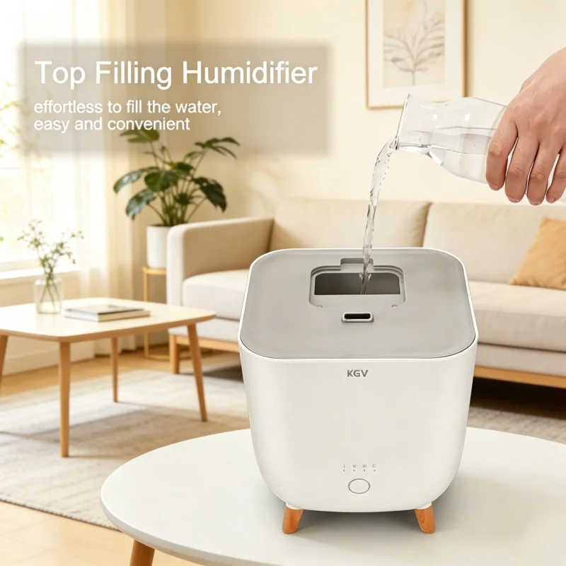 2.5L Ultrasonic Humidifier with Upper Open Lid Water Supply Bottom Noise Easy to Clean Essential Oil Diffuser