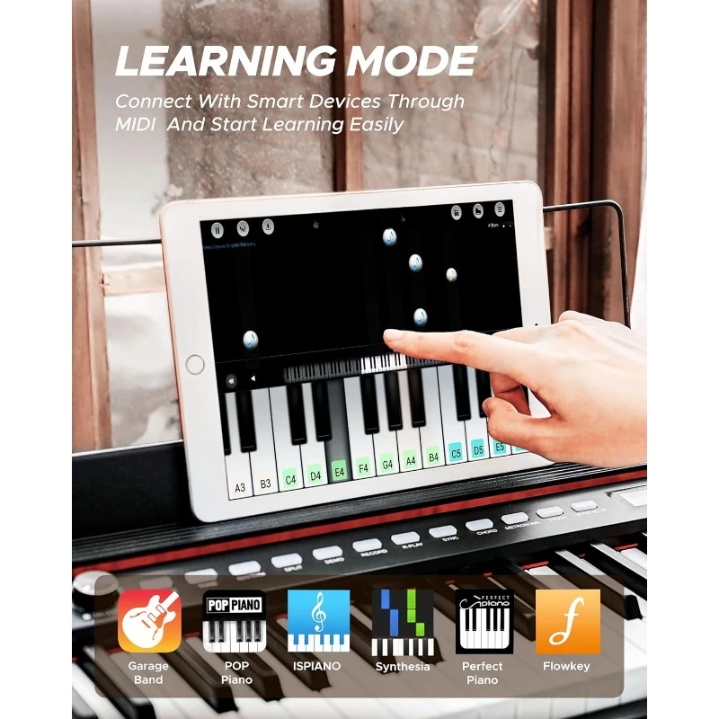 88-Tasten-Tastaturklavier, kompaktes tragbares Digitalpiano mit halbgewichteten 88 Tasten, E-Piano-Tastatur-Set für Anfänger