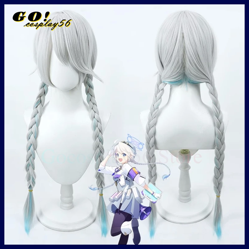 

Nakatsukasa Kirino Cosplay Wig Silver Gray Blue Braided Ponytails 80cm Long Hair Heat Resistant Synthetic Headwear