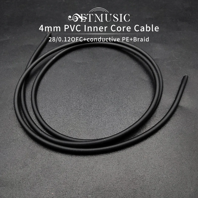 1 Meter 4MM Diameter PVC Cable Guitar Cable Dual Core Low Noise Instrument Cable Black