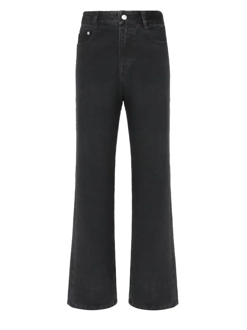 

TheLike Black Flared Wide Leg Jeans Versatile Loose Casual Straight Leg Pants High Waist Long Trousers Pure Color Women's Jeans
