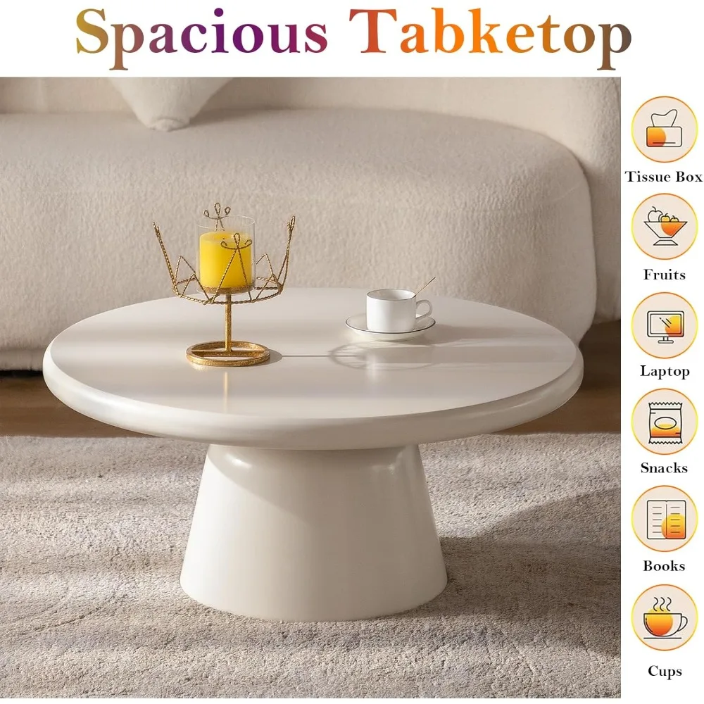 Table basse élégante avec finition élégante et base robuste, table centrale basse moderne pour espaces de vie rustiques