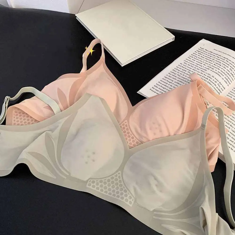 

Breathable Ice Silk Wireless Deep V Bra Anti-sagging Lingerie Seamless Underwear Women Shockproof Thin Push Up Bra Girls