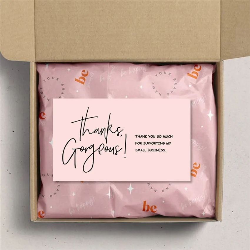 30pcs Pink/white Thank you card for supporting small business package decoration 