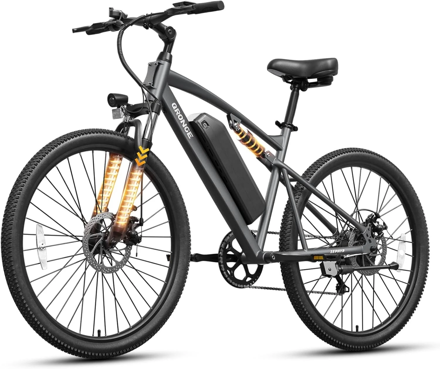 QRONGE Zephyr Electric Bike for Adults 1000W Peak Motor 486Wh Battery Mountain Electric Bicycle 26'' Tire Full Suspension E-bike image 4