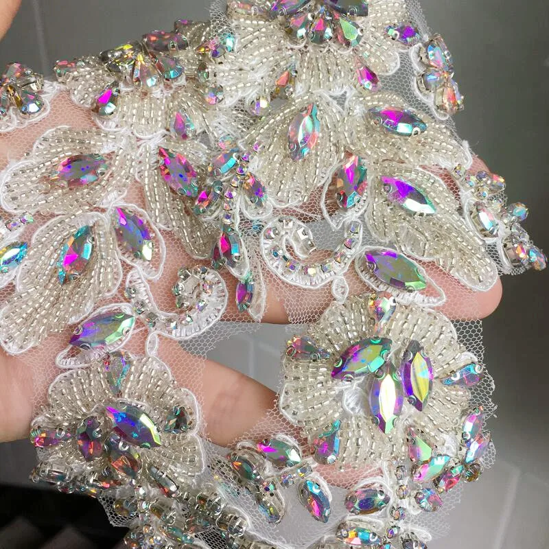 AB Farbiges funkeln des Glas Diamant-DIY-Kleid Performance-Kleidung, Gastgeber-Kleidung Dekoration, brillante Diamant blumen – Detail 7