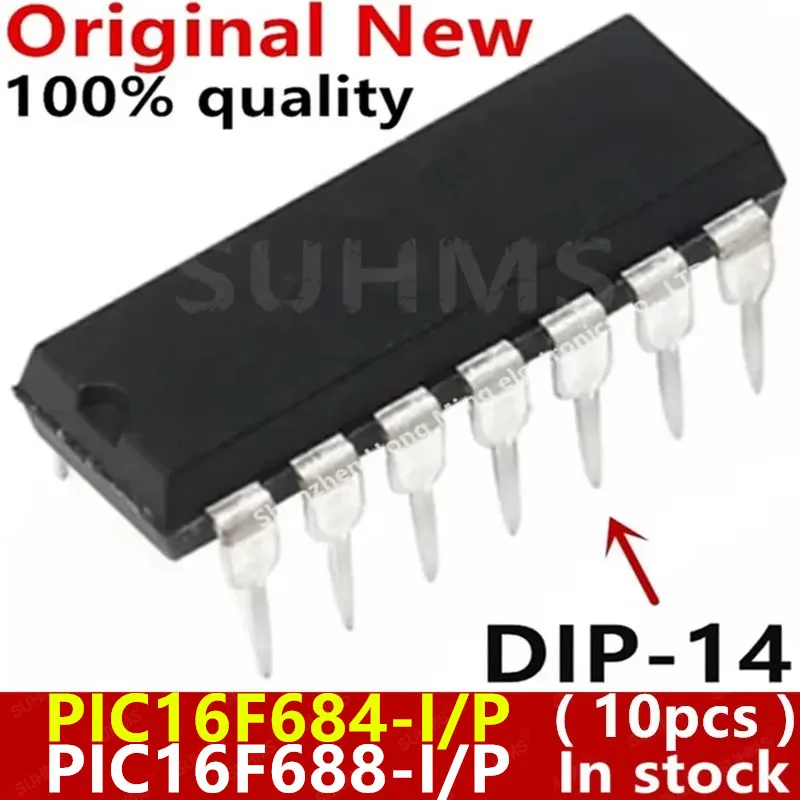 (10piece)100% New PIC16F688-I/P PIC16F688 I/P PIC16F684-I/P PIC16F684 I/P DIP-14 Chipset