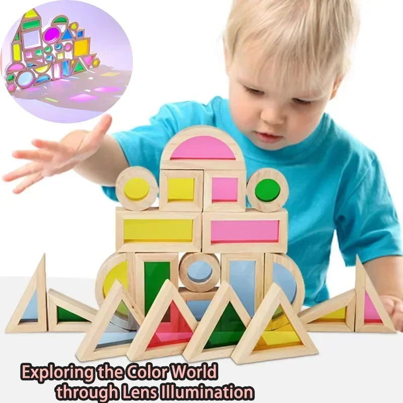 

Детские деревянные радужные строительные блоки, строительные блоки, креативные головоломки и игрушки для раннего образования для младенцев