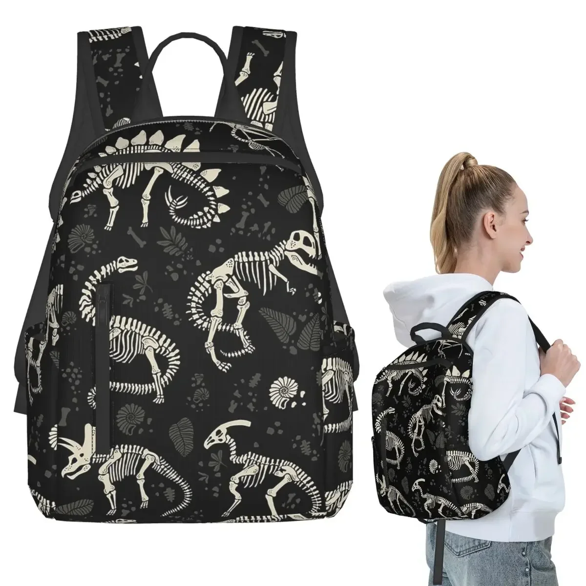 Sac à dos avec motifs de fossiles de dinosaures, sac à livres pour étudiants, garçons et filles, sac d'école pour enfants, sacs à bandoulière pour ordinateur pour hommes et femmes