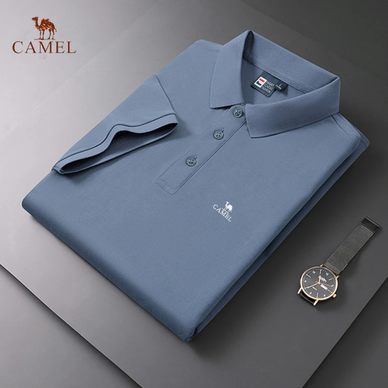 

Embroidered CAMEL Men's Pure Cotton Sweat-absorbing and Breathable Polo Shirt Summer Fashion Business Casual Short sleeved T-shi