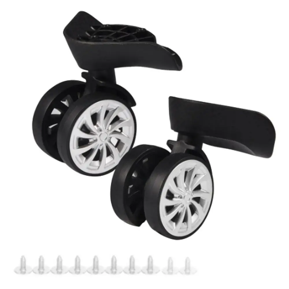 1Pair Durable PP+PET Swivel Wheel Replacement 360 Rotating Black Luggage Wheels Suitcase Wheels Travel Accessory