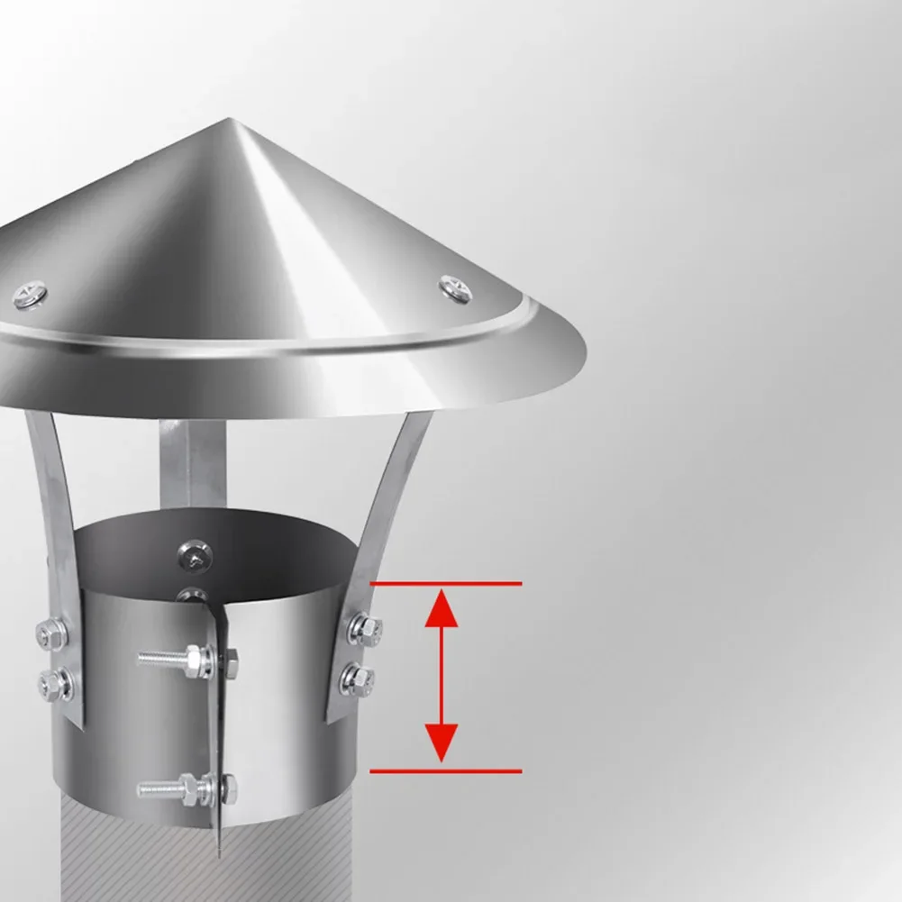 Tapa de acero inoxidable 304 para chimenea, sombrero para lluvia, accesorio de uso versátil, diseño a prueba de viento, protección efectiva contra la lluvia