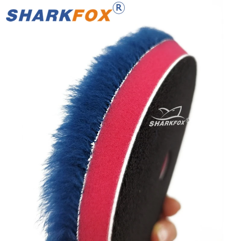 Sharkfox 5 pieces/set 5/6 Inch Natural Lamb Skin Wool Polishing Pad High Density Woollen Buffing Disc Car Polisher Waxing