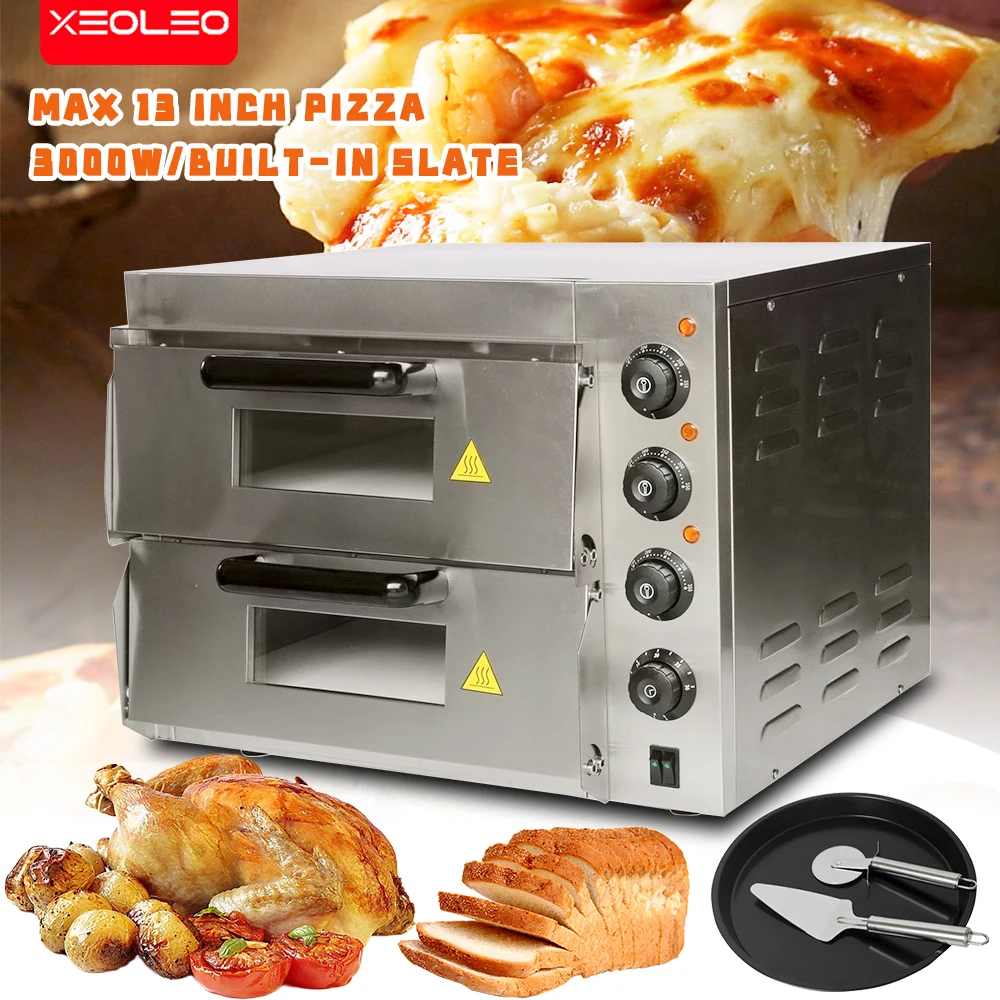 

XEOLEO 13-inch Commercial Electric Pizza Baking Maker Double-layer Stainless Steel Toast Oven Bread/Cookie/Chicken/Food Baker