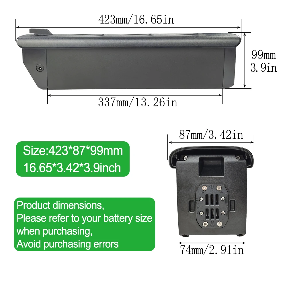 Reention Hidden electric bike Spare battery 48V 16Ah 17.5Ah 52V 14Ah ebike battery AKKU for Mamba Savana BRCHDA RX80