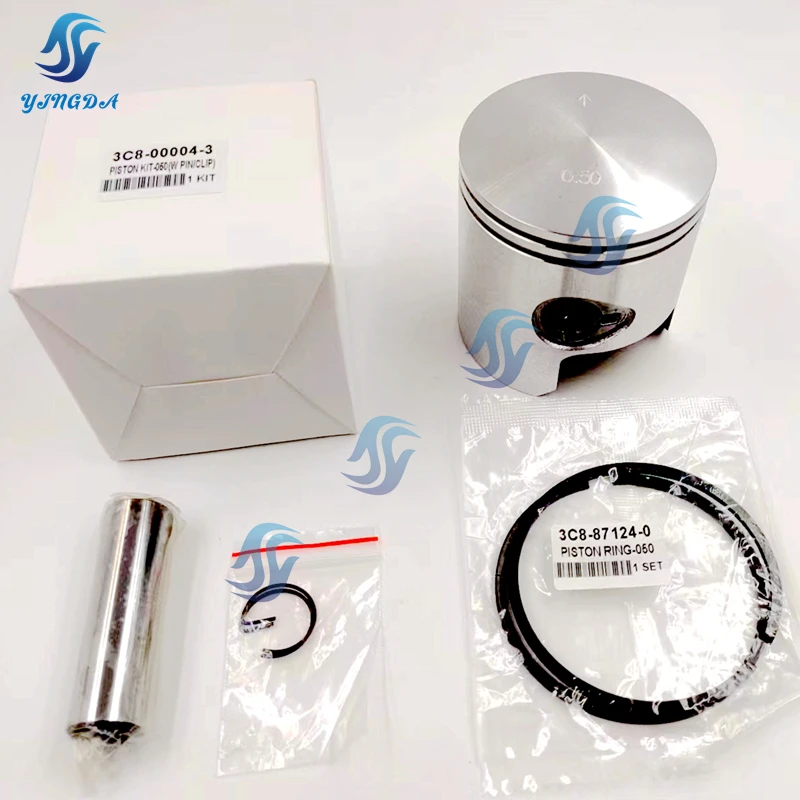 3C8-00004-3 Piston Kit 3C8-00004 +0.5MM Ring For Tohatsu 40HP 50HP M40D M50D Mercury Mariner 3Cyl 40HP 50HP 779-96152