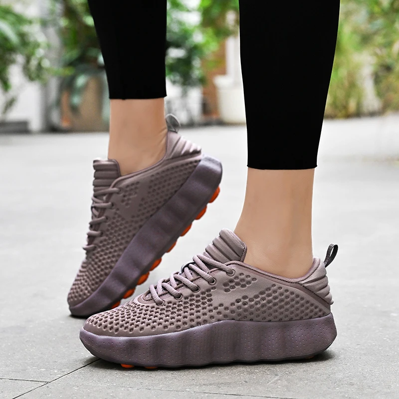 Herren-Wanderschuhe mit dicker Polsterung, atmungsaktive Mesh-Sneaker, Massage-Sohle, rutschfeste Schnürschuhe, lässige Sportschuhe. – Detail 1