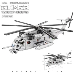 2192PCS USA CH-53 Transport Helicopter Model Bricks MOC Military Fighter Army Plane Building Blocks Toy Xmas Gift for Kids Boys