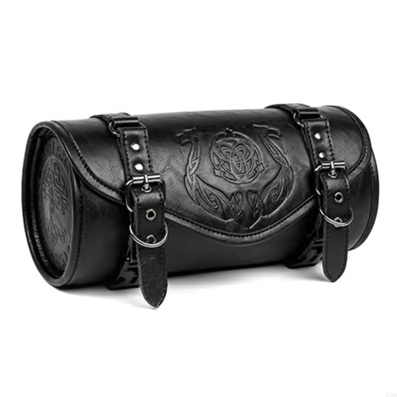 

Motorcycle Gothic Punk Handlebar Storage Bag Multiple Pocket Secure Mounting Straps Ergonomic Design