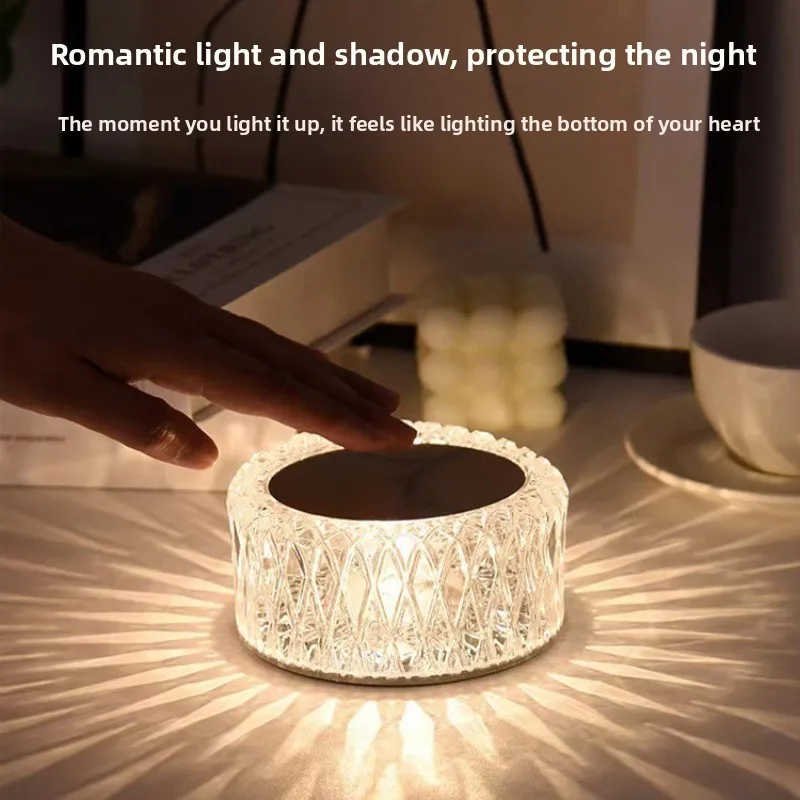 

3/16 Colors LED Crystal Table Lamp Bird Nest Light Touch Romantic Projection Atmosphere Light USB LED Night Light for Bedroom