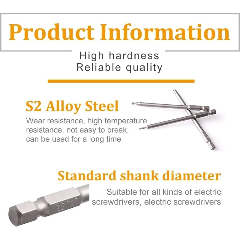 8Piece Set 100mm Magnetic Hexagonal Screwdriver Head Electric Screwdriver Nozzle Screwdriver 1/4 Handle Screwdriver Head